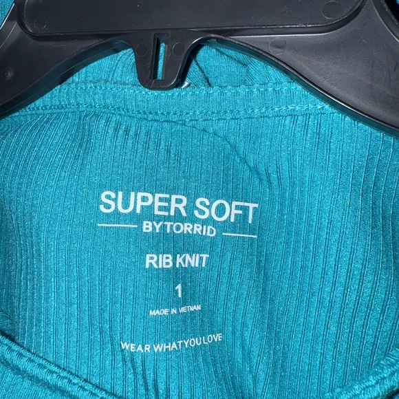 Torrid Super Soft Rib Knit Teal Sleeveless Women's Top- Super Adorable - Picture 4 of 5